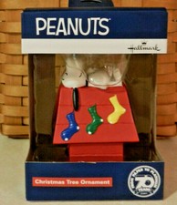 Hallmark Peanuts Snoopy on Doghouse 70 Years Christmas Tree Ornament NEW