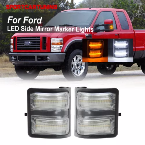 LED Side Mirror Marker Lights For 2008-2016 Ford F250 F350 F450 F550 Super Duty