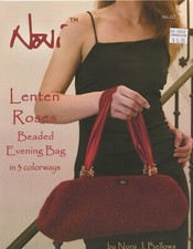 Noni Knitting Pattern 122 Lenten Roses Beaded Evening Bag in 3 color ways