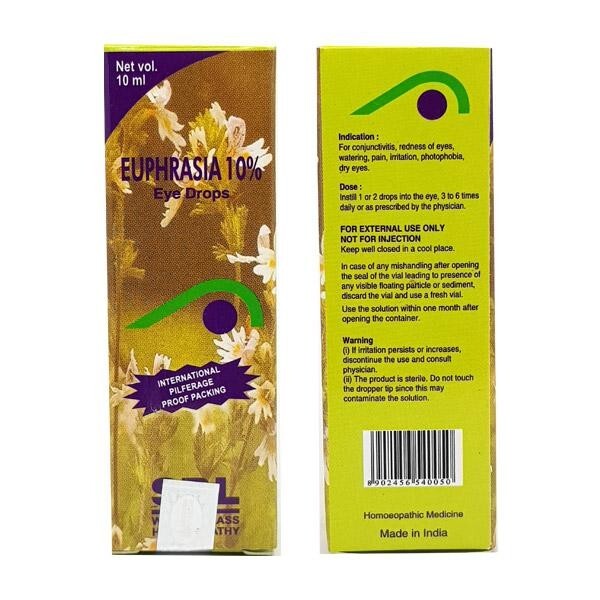 Ayurveda 4 x Euphrasia 10 Eye Drops Sbl Homeopathy Natural Herbal Eye
