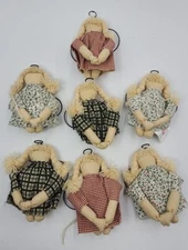 7 Vtg. 1992 Tender Heart Treasures Angel in Dress w/Wings Ornament 3 1/2" Tall