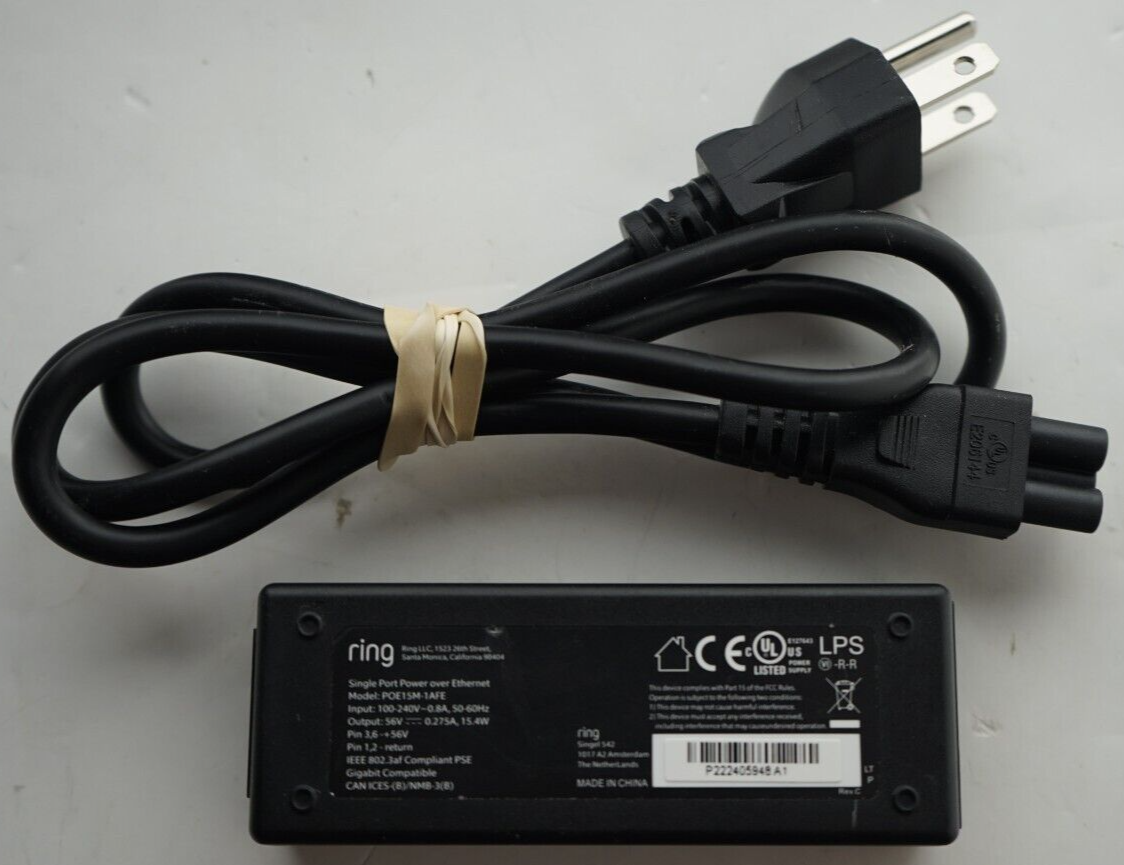 Ring Stick Up Cam Elite Camera Power Over Ethernet POE Injector