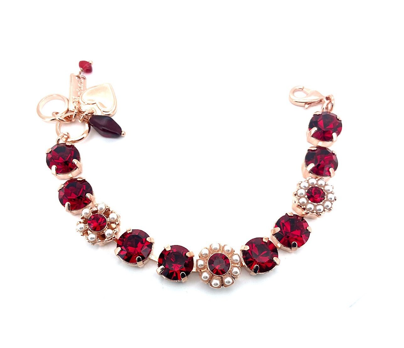 Luxurious Pearl Garnet Swarovski Bracelet by Mariana My Treasures Collection