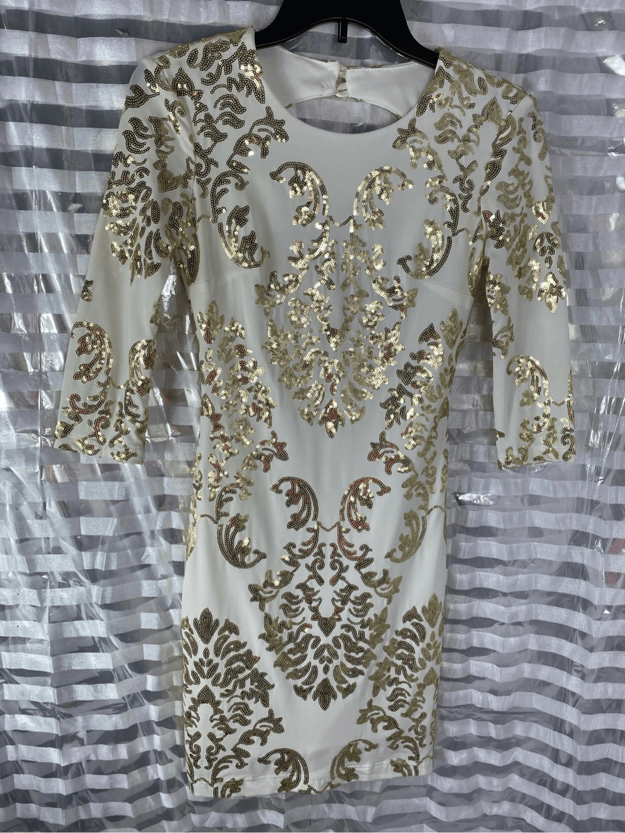 b darlin gold and white dress B Darlin Juniors Tulle Glitter Embellished Fit Flare Dress White Gold 9-10