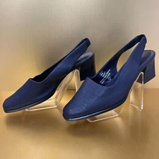 Payless Shoe Women's Black Shoes Size 7.5 Slip on Elastic Back Strap Block Heel