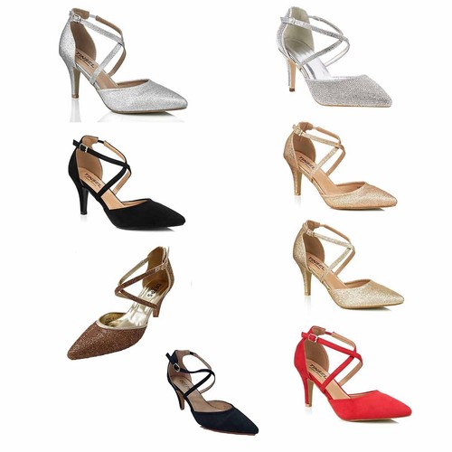 (UK 6 / EU 39 / US 8) Women Low-Kitten-Heel Strappy Court Shoes Party Bridal Wear New Sandals