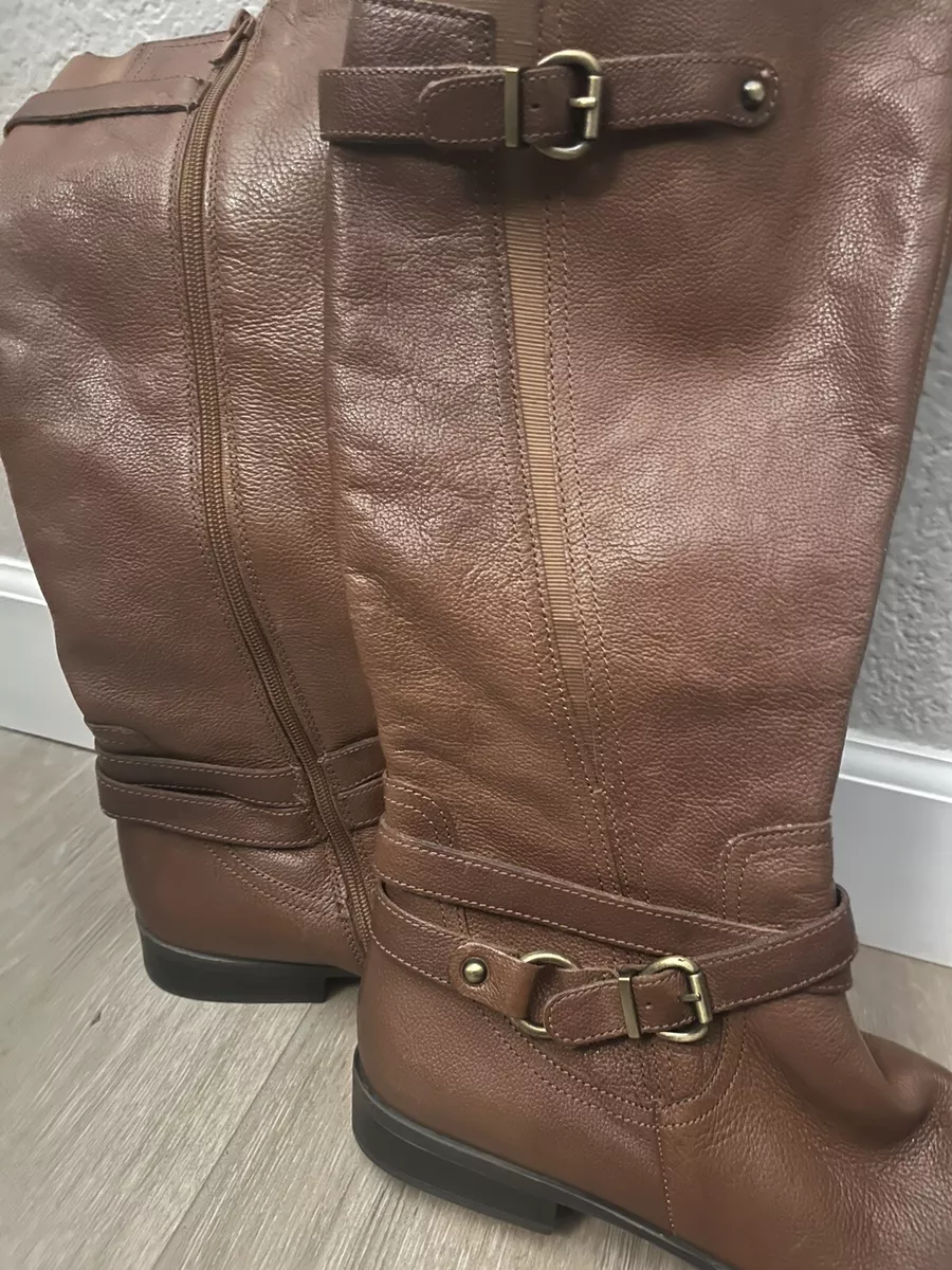 Leather narrow calf boots sales