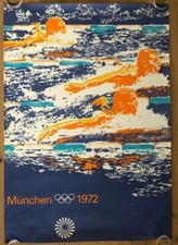 Plakat Poster Olympiade München Olympia 1972 _ Schwimmen - Large / DIN A0