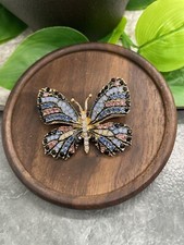 1.3" Gold-Tone Butterfly Rhinestone Brooch Lapel Pin New Free Ship A2873