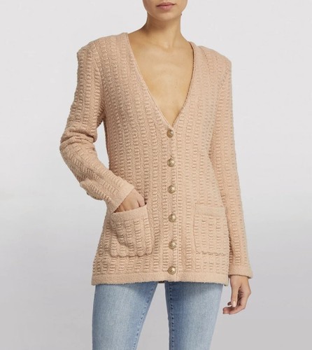 L'AGENCE strukturierte Sue Baumwollmischung Strickjacke klassisch Oversize Größe S Blütenblatt neu mit Etikett - Bild 2 von 10