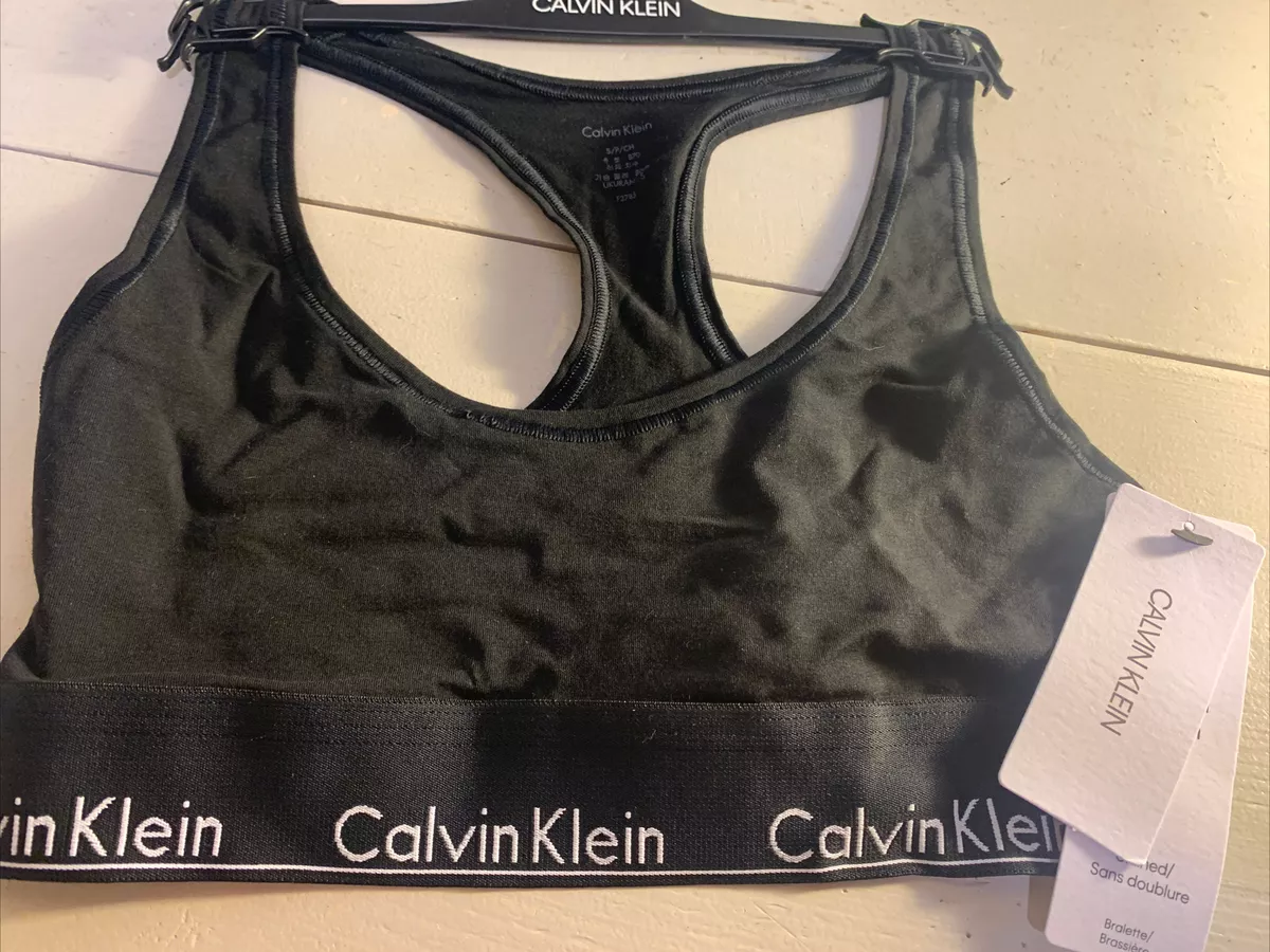 CALVIN KLEIN WOMEN'S UNLINED BRALETTE BRA SMALL BLACK COTTON MODAL