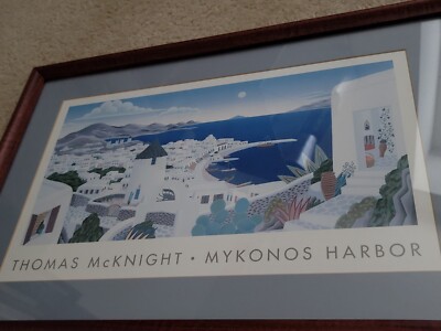 THOMAS McKNIGHT MYKONOS HARBOR Framed Fine Art Poster Print