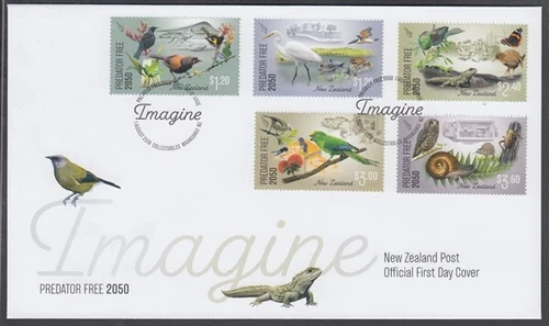NEW ZEALAND FDC 2018 PREDATOR FREE BIRDS & WILDLIFE SET (x5) (ID:F2905 (1/8)