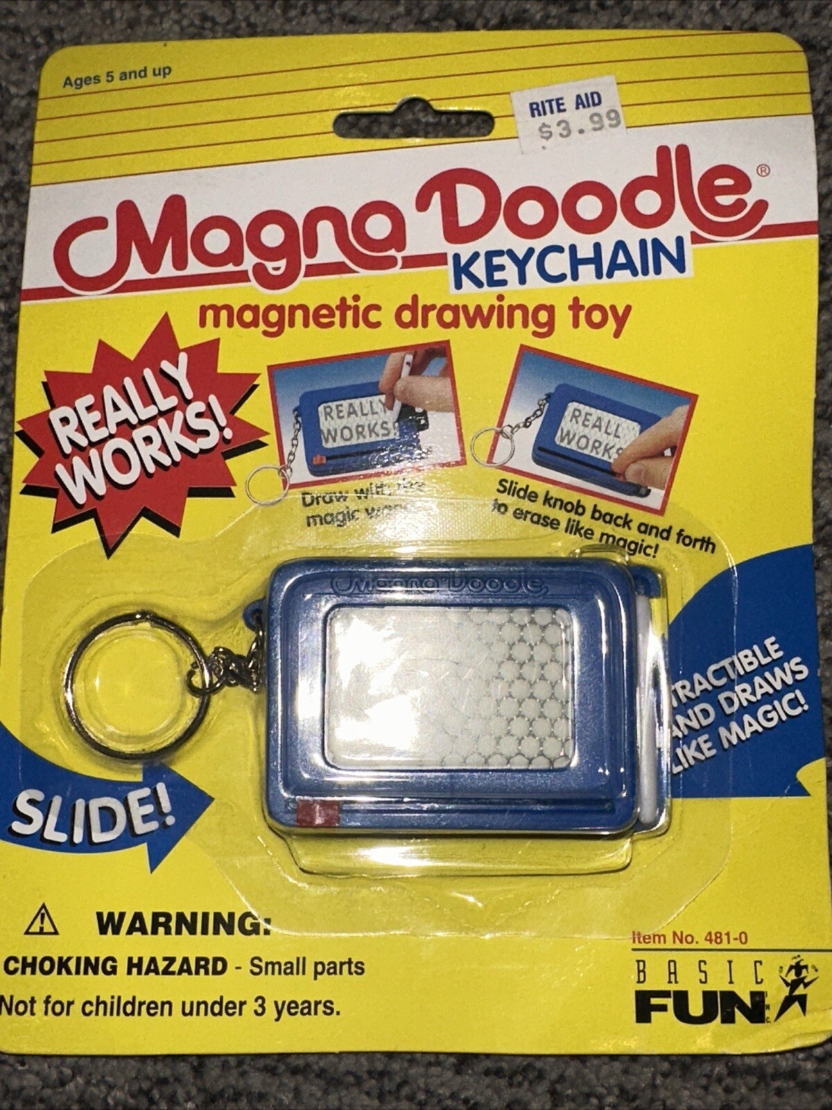 Basic Fun Magna Doodle Miniature Toy w/Keychain #481-0 NEW IN PACKAGE  1998