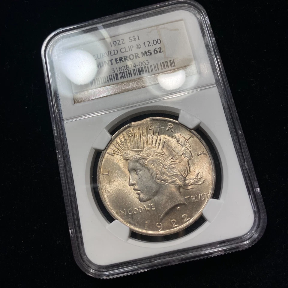 1922-P Peace Silver Dollar $1 NGC Mint Error MS62 ~ Curved Clip - Image 3 of 4