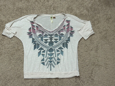 Eyeshadow Womens Shirt Size Small Multicolor Southwest Print Dolman Sleeve
