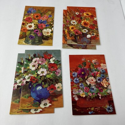 6 Vintage 70s Floral Bouquet Unused Blank Note Cards