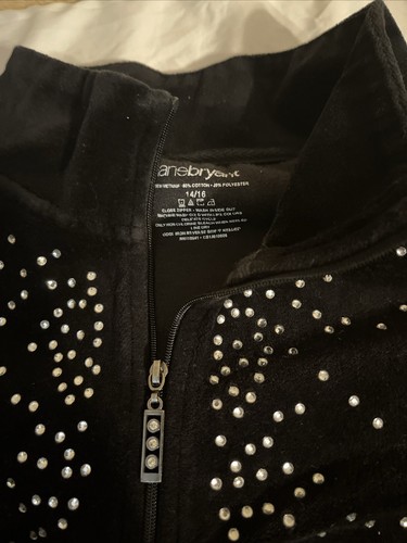 Lane Bryant Velour Rhinestone Zip Jacket Plus 14/16 black Active Lounge Bling - Picture 2 of 6