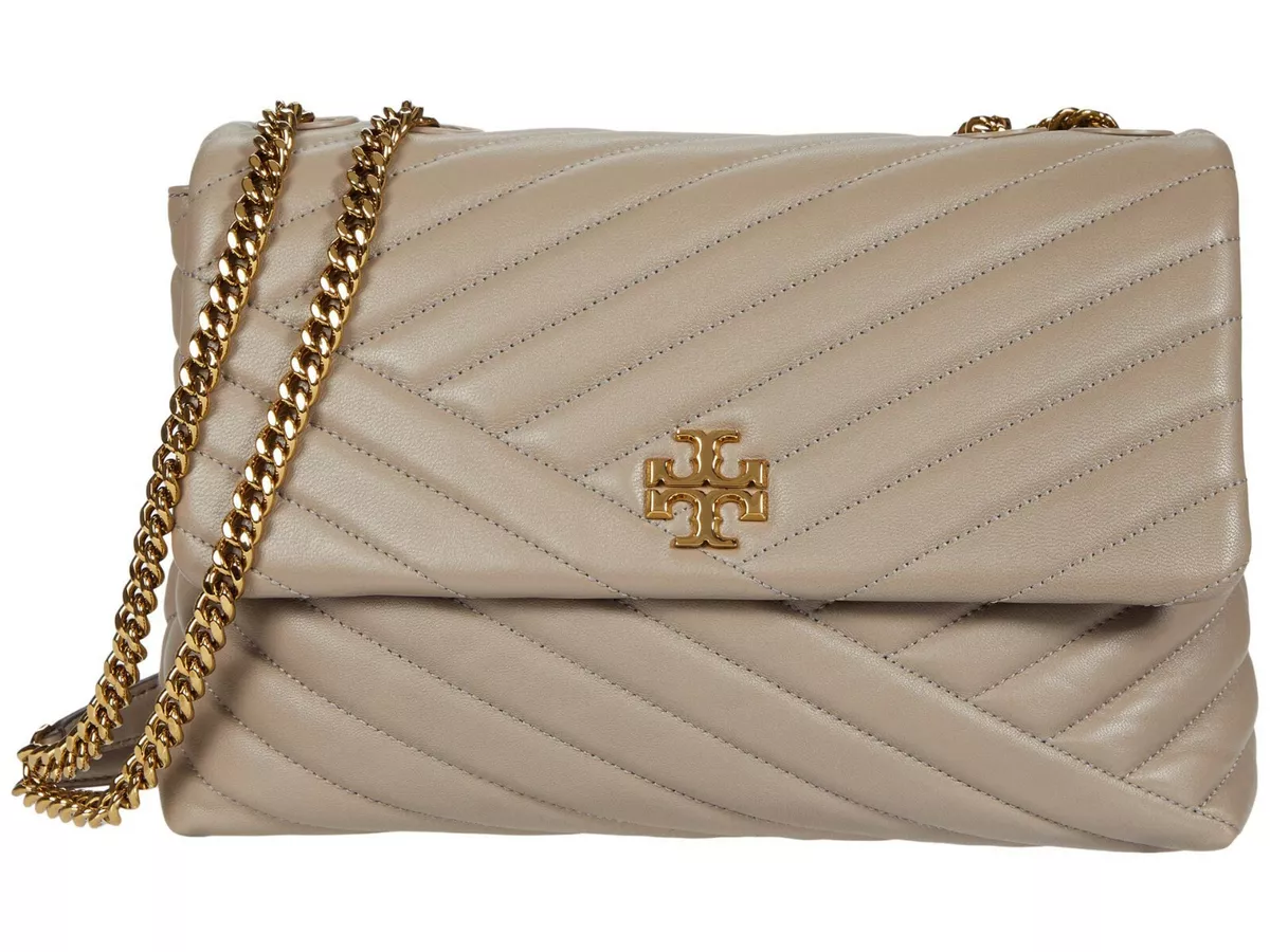 Tory Burch Women's Kira Chevron Convertible Shoulder Bag Gray Heron Leather  Handbag: Handbags