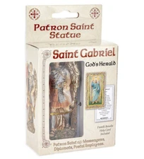 Saint Gabriel Statue, Hand Painted Gold Leaf Accents 4", Boxed