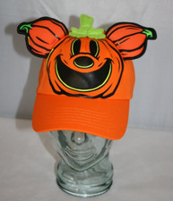 Disney Parks Mickey Mouse Jack-O'-Lantern Orange Glow-in-Dark Baseball Cap NEW