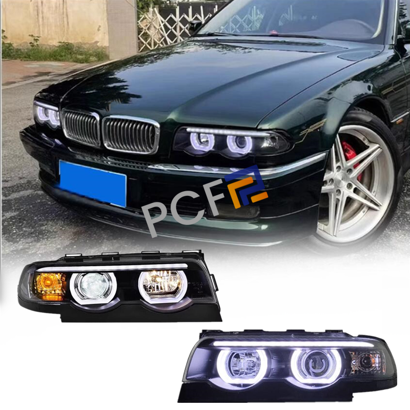 For BMW 7 Series E38 LED DRL Headlights Double Beam Lens Projector