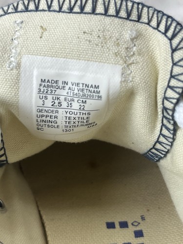 Converse All Star Low Top Sneakers Navy Blue 3J237 Youth Size 3 - Picture 11 of 11
