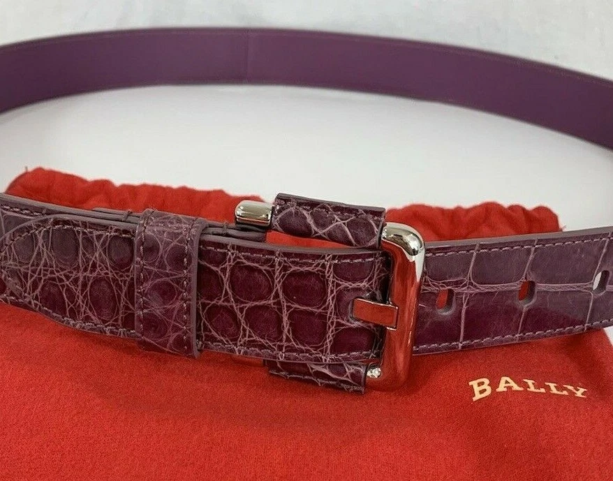 BALLY Purple Crocodile and Leather Unisex Belt Ecleo 95/38 - Image 2 of 4