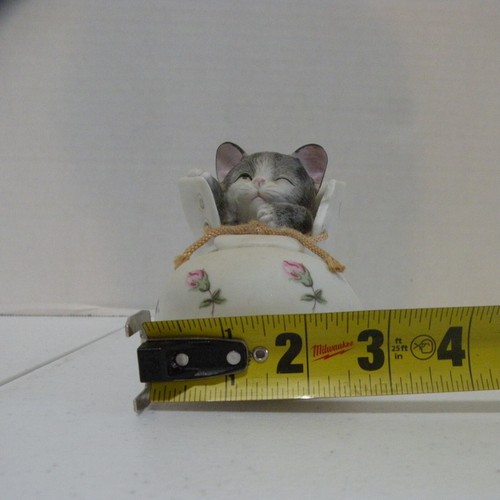 Caja de música giratoria vintage Mann cerámica zapato gatito rosebuds Japón 1982 - Imagen 14 de 16