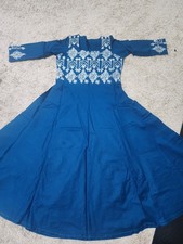 Indian Traditional Embroided Round Shape Square Neck Cotton Kurta Size:Bust 32