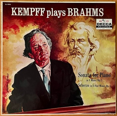 WILHELM KEMPFF Brahms Sonata / Scherzo   DECCA 1958 PINK PROMO LP   RARE  NM