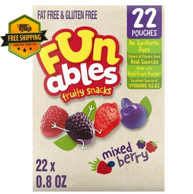 Funables Mixed Berry Fruity Snacks, 0.8 oz, Pack of 22