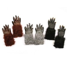 Werewolf Gloves Accessory for Adults, Black Furry Costume Gloves by Fun World