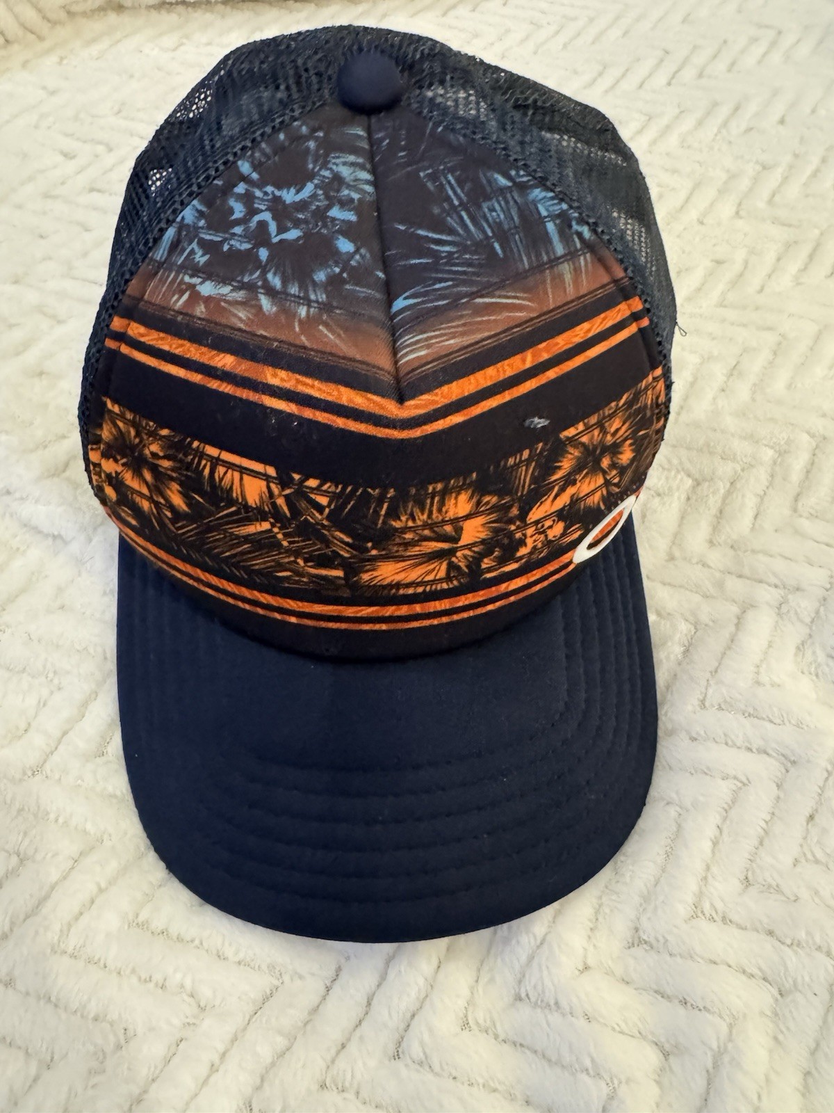 Navy Blue Bright Orange Foam Mesh Trucker Beach Surf Cyber