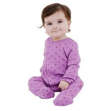 Magnetic Me Baby Waffle Footie Pajama Purple Size Newborn Pink Ribbon Print PJ