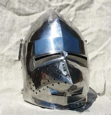SCA HNB Pig Face Helmet Steel Medieval Combat Bascinet Polished nock Helmet