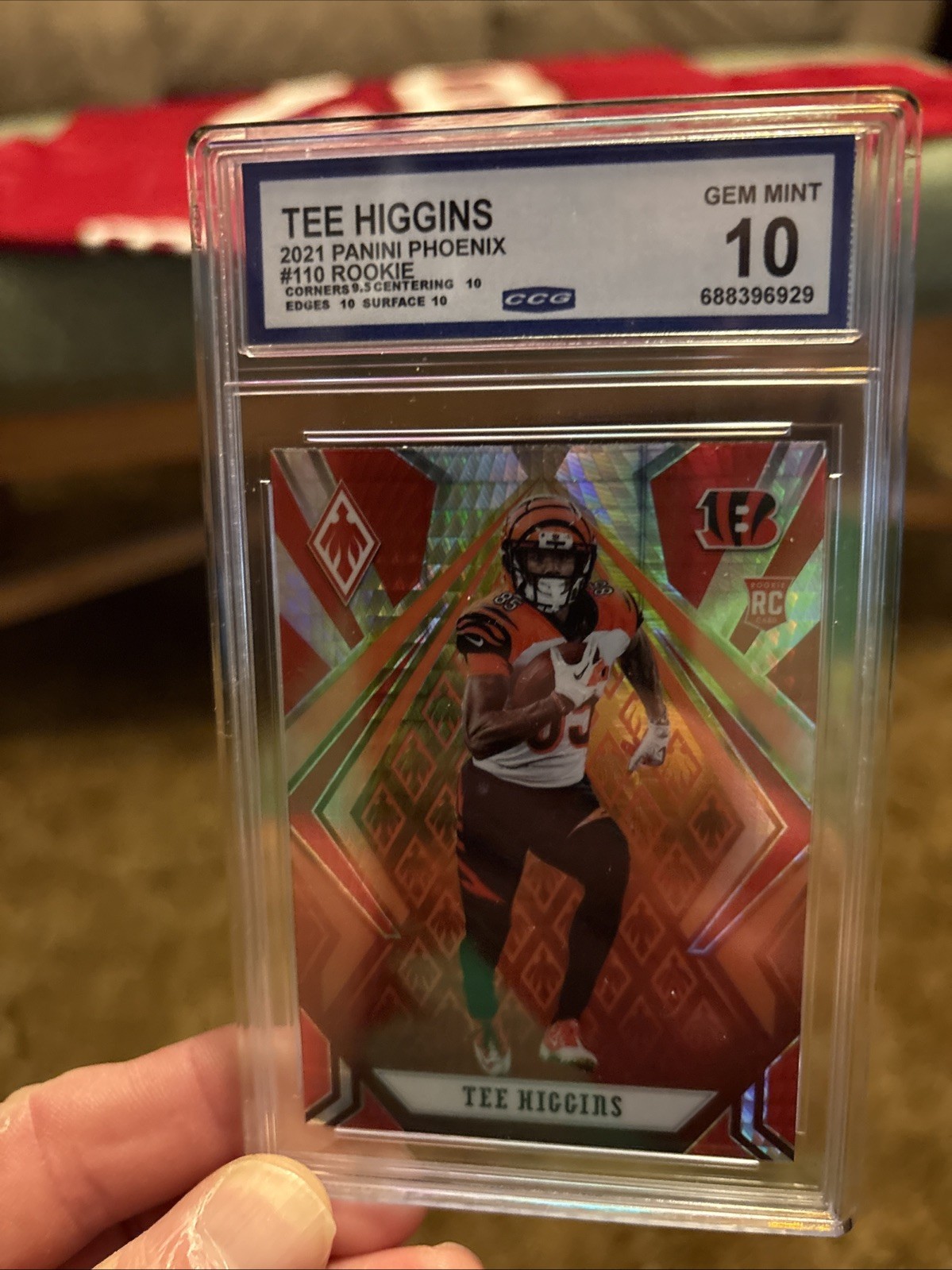 2020 Panini Phoenix - Rookies Tee Higgins #110 Fire Burst (RC) PSA 10