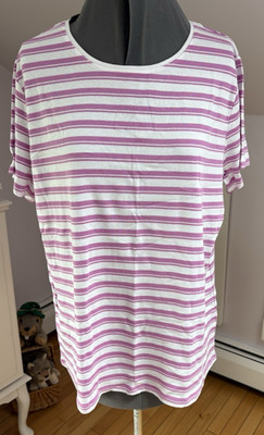 Croft & Barrow size XL cotton pink stripe  short sleeve round neck top