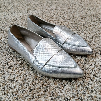 AGL - ATTILIO GIUSTI LEOMBRUNI  Softy Pointy  Sz 6 Loafer In Silver Snake $370
