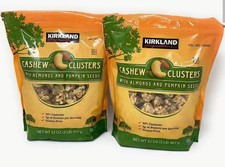 Kirkland Cashew Clusters 2 Bags 32 oz Each Almonds Pumpkin Seeds Granola Gluten 23.83 per gallon