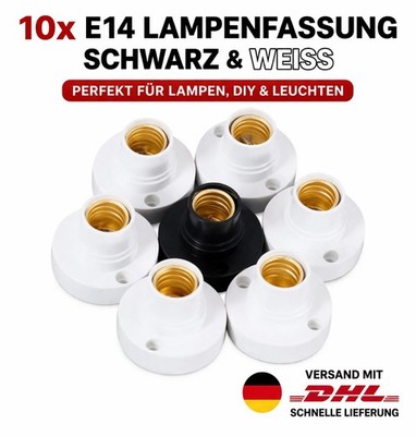 ''10x E14 Lampenfassung Schwarz Weiß Schraubsockel Lampenhalter Fassung Sockel...