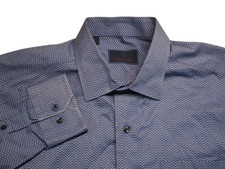 David Donahue Men's Size - XL Blue Herringbone Long Sleeve Button Up