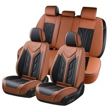 Seat Covers, Car Seat Covers Full Set, Leather Seat Covers FullSet Black Brown