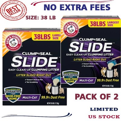(2 PACK) Arm & Hammer Clump & Seal Slide Multi-Cat Clay Cat Litter - Low Dust