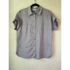 Orvis Womens Short Sleeve Button Down Shirt Relaxed Fit Gray Print