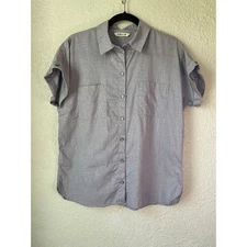 Orvis Womens Short Sleeve Button Down Shirt Relaxed Fit Gray Print