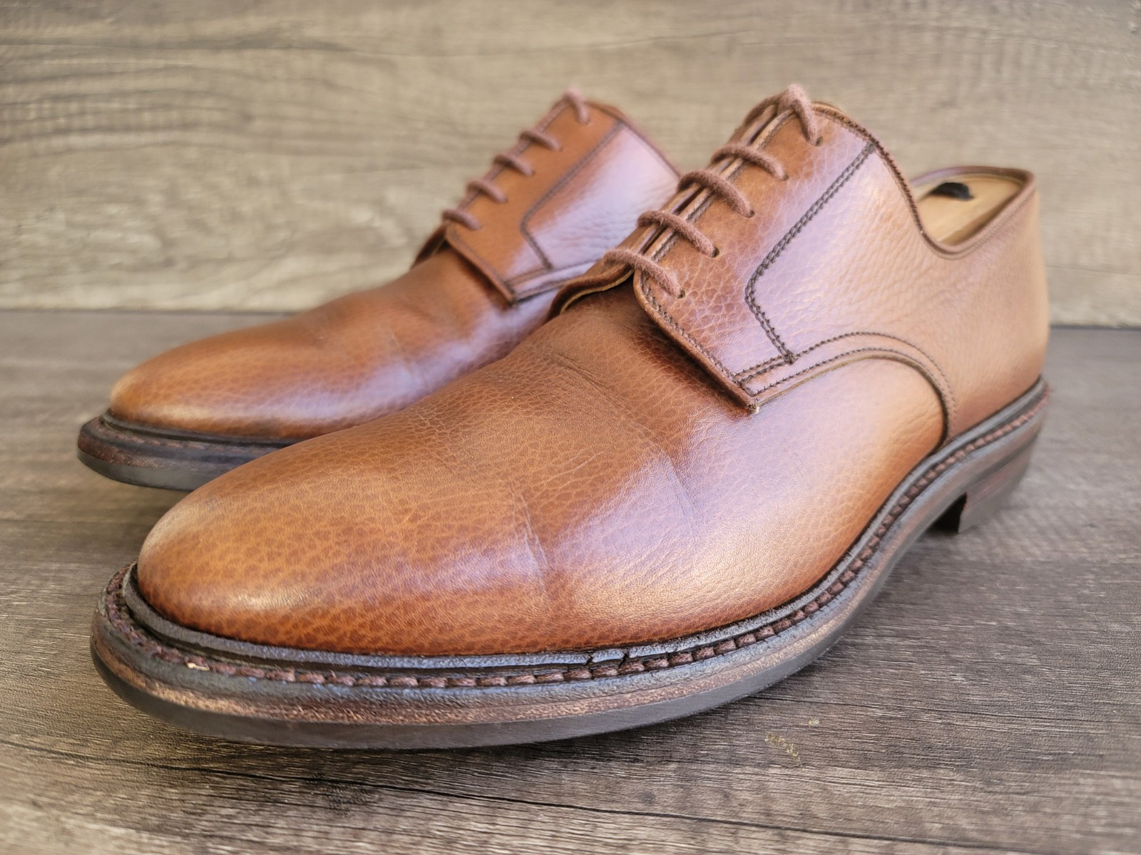 SAOLA Scarpe derby Crockett & Jones ASHDOWN marrone pebble grain taglia UK 8 US 9.