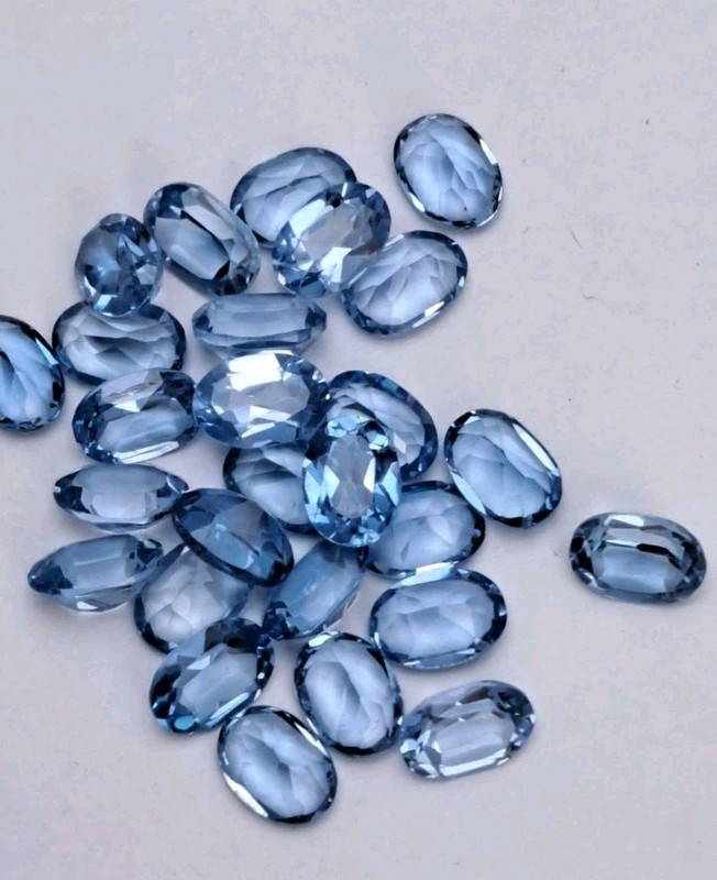 27 pieces Oval Light Blue 7x5 mm CZ Cubic Zirconia Loose Stones