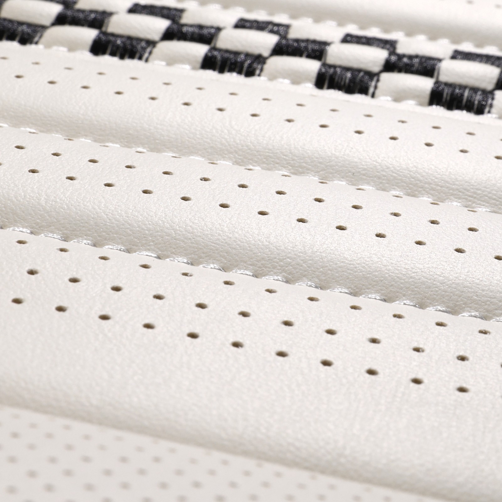 Menifomory Leather Seat Covers with Lumbar Support Fit Car Auto SUV Black+White