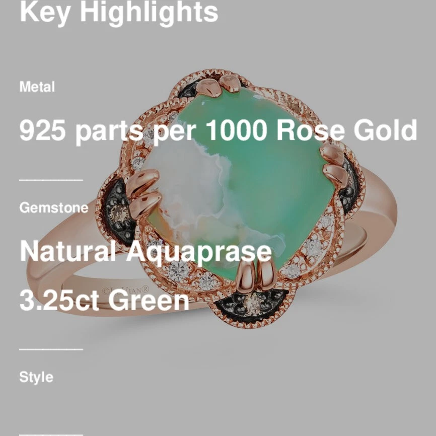 LeVian 925 Sterling Silver Rose Gold Plated 3.35 cts Aquaprase Ring - Size 8 - Image 2 of 4